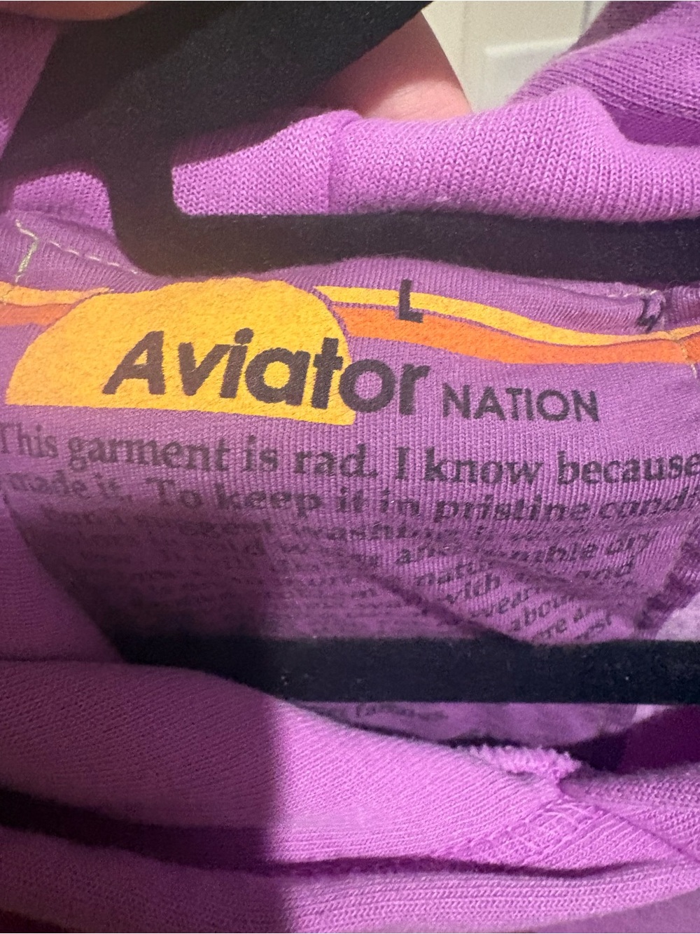 Aviator Nation CROSS STRIPE RELAXED PULLOVER HOODIE - NEON PURPLE Large NWOT - Picture 6 of 7